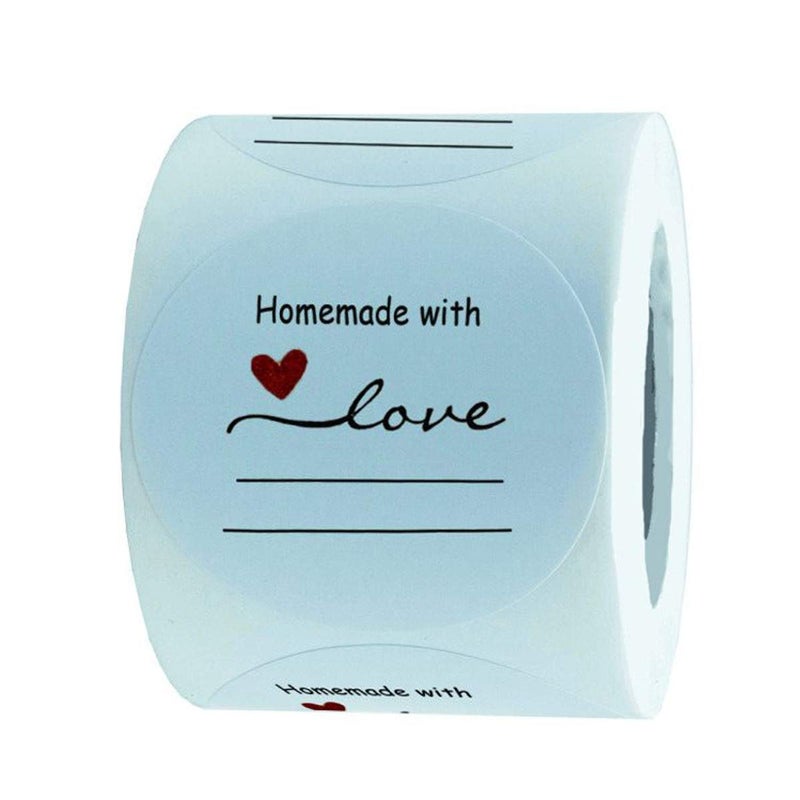 Remarkable 2" Homemade with Love Sticker with Lines for Writing /2" Round Homemade with Love Canning Labels, Gift Tags, Gift Stickers, Handmade Stickers 500 Labels per roll - Image 1